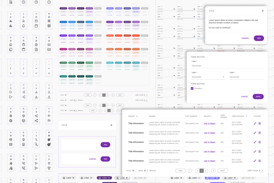 Biblioteca de componentes do esSense Design System organizada por Atomic Design