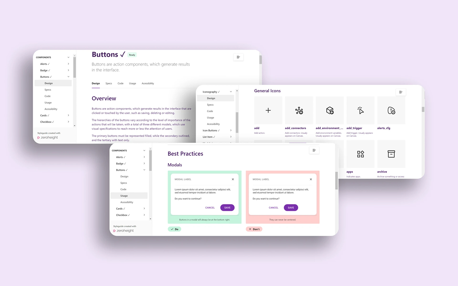 Documentação técnica do esSense Design System publicada no Zeroheight